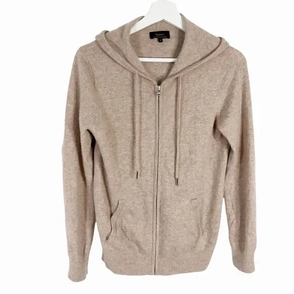 Quince Mongolian Cashmere Full-Zip Hoodie Sweater Small Women's Oatmeal - Picture 4 of 13